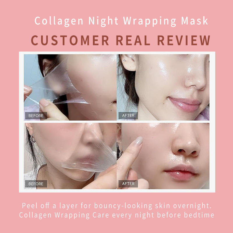 Masque de nuit au collagène, masque facial peel-off hydratant, éclaircissant et élastifiant pour la peau du visage — image 6