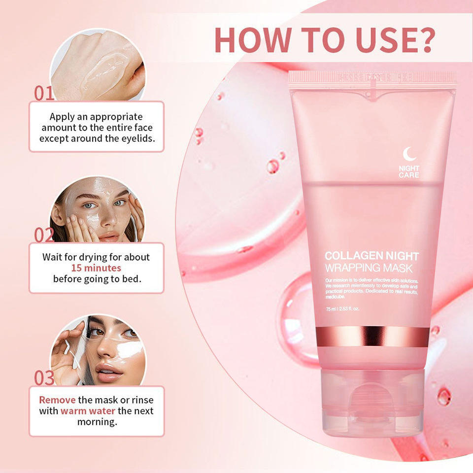 Masque de nuit au collagène, masque facial peel-off hydratant, éclaircissant et élastifiant pour la peau du visage — image 4